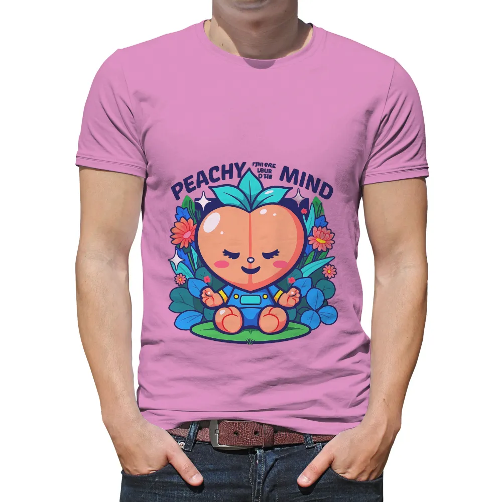 T-Shirts Custom: Embrace Inner Peace with Peachy Mind Design| vibrant flowers surrounding Pearly