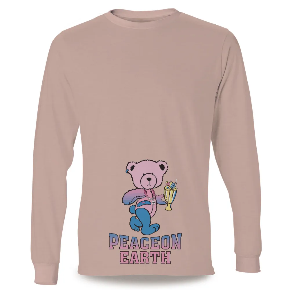 Graphic Tees: Peaceful Teddy Bear with Sundae - Spread Joy and Harmony|peace love and beer t shirt