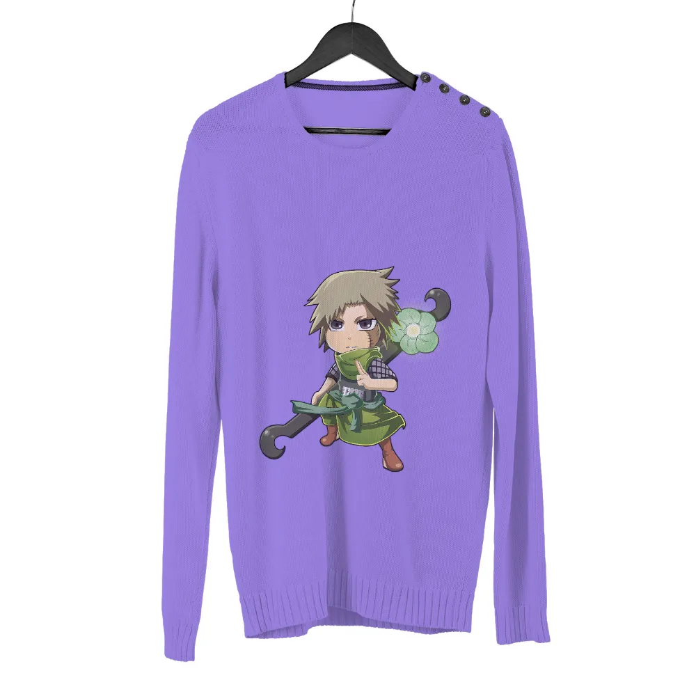 T-Shirts Pattern: Kaze's Journey - Anime Ninja with Green Outfit and Hammer|lime green full sleeve t shirt