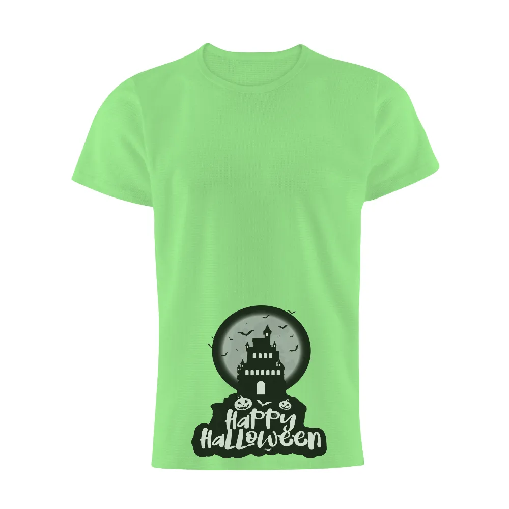 Tee Shirt Printing: Spooky Castle Happy Halloween Design|just do it halloween t shirt