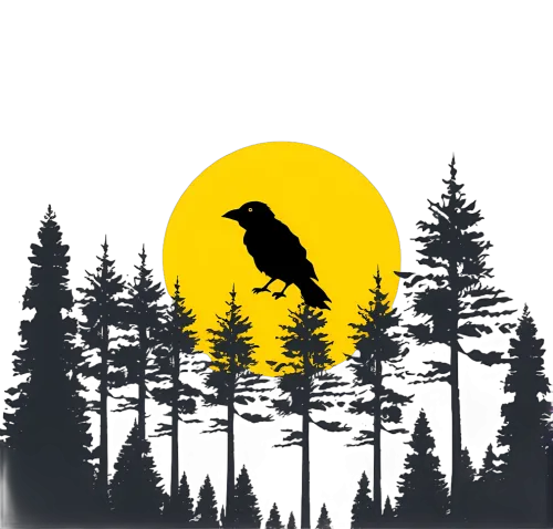 Tee Shirts Printed: Crow Silhouette Under the Moon