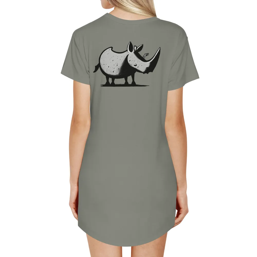 TShirt Printing: Black & White Rhino - Nature's Strength| wildlife preservation