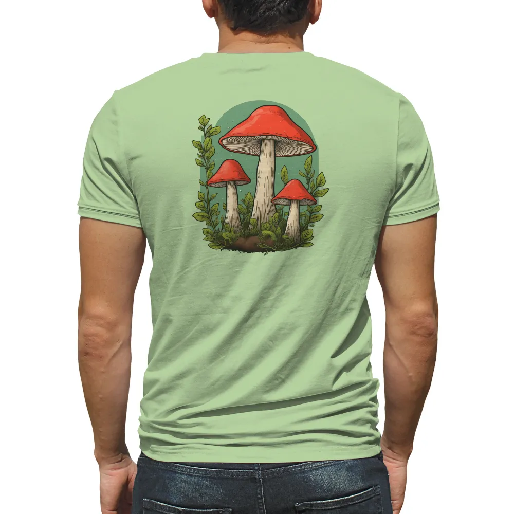 Graphic Tees: Enchanted Forest Mushrooms - Artistic Nature Design|pokemon forest shirt