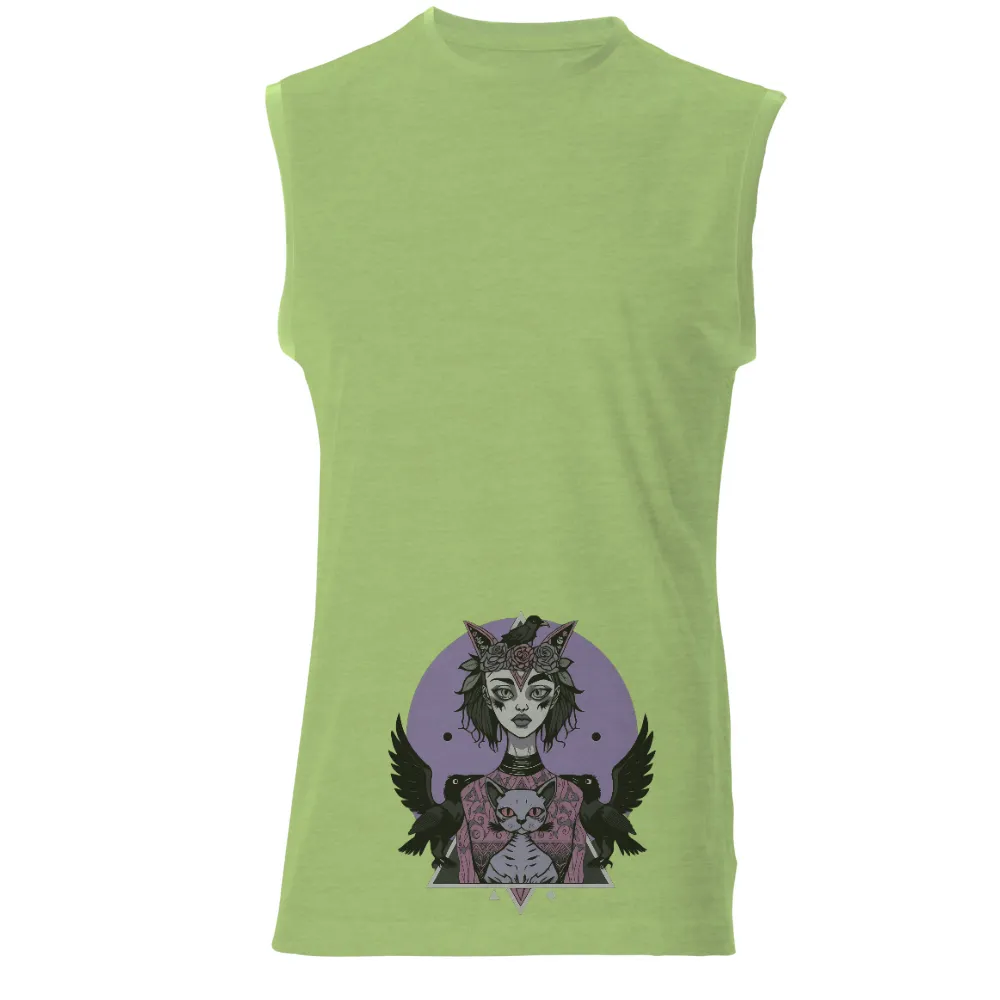 Gothic Ethereal Beauty T-Shirts Pattern | Nature and Mysticism| glowing cat