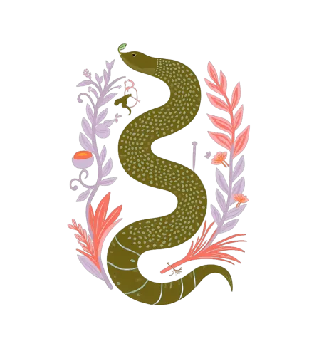 Graphic Tees: Nature's Harmony - Snake and Flora Design