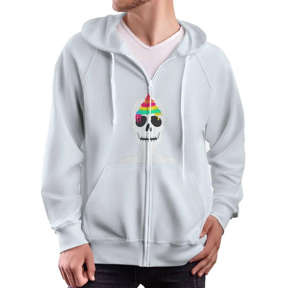 Rainbow Ice Cream Skull: Pop Art Meets Dark Humor|obey rainbow shirt