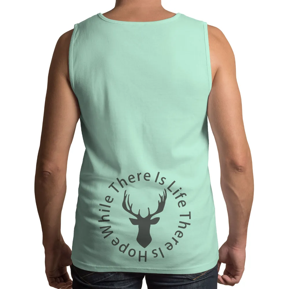 Graphic Tees: While There Is Life There Is Hope - Deer Design|summer retro surf marine life printed casual tee