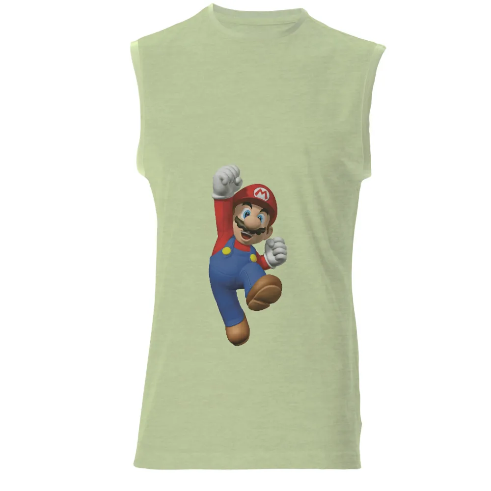 Custom Tee Shirts: Celebrate Mario's Adventure with Vibrant Colors and Dynamic Pose|botw hero shirt