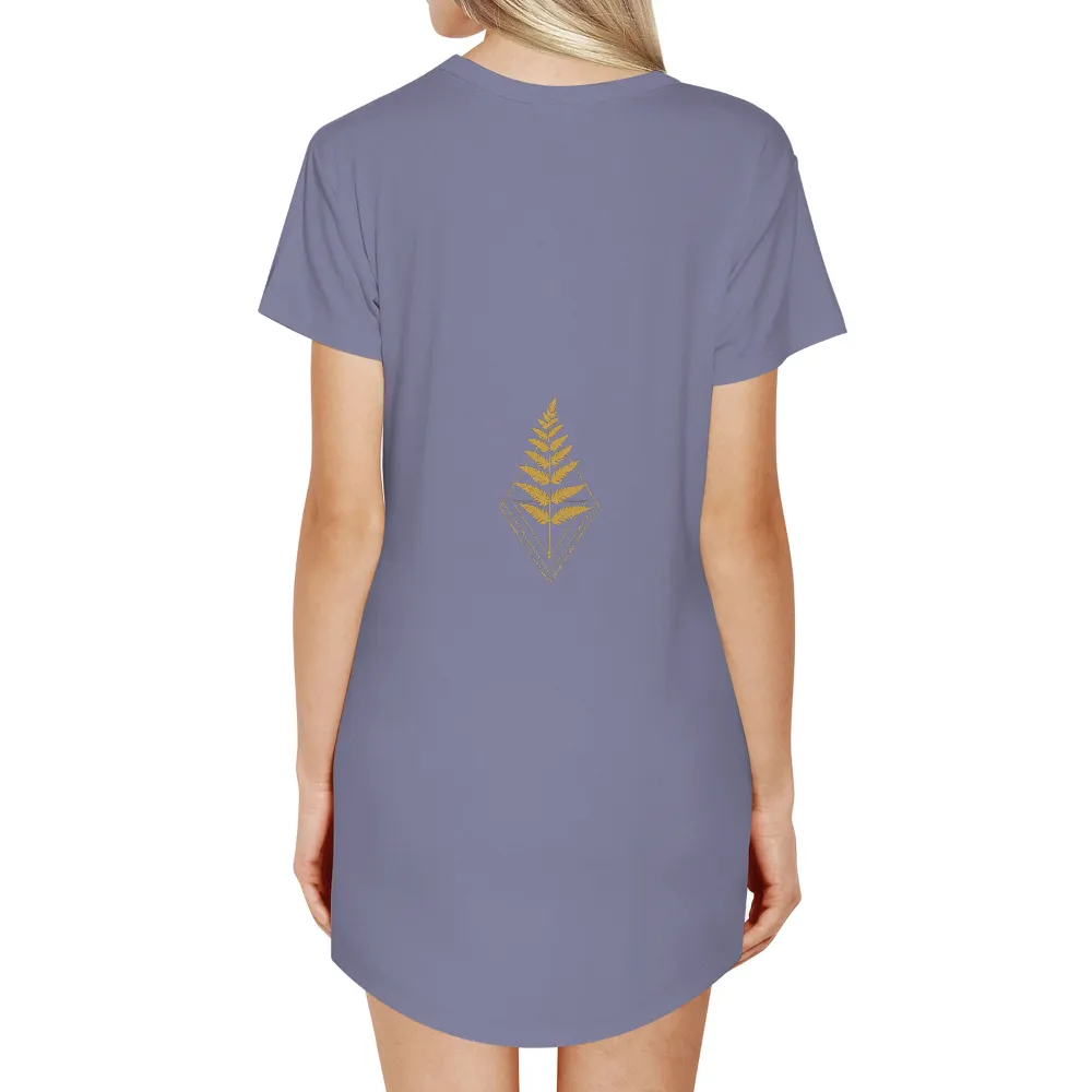 Golden Fern Tee Shirt Printing | Elegant Nature and Geometry Design| modern style