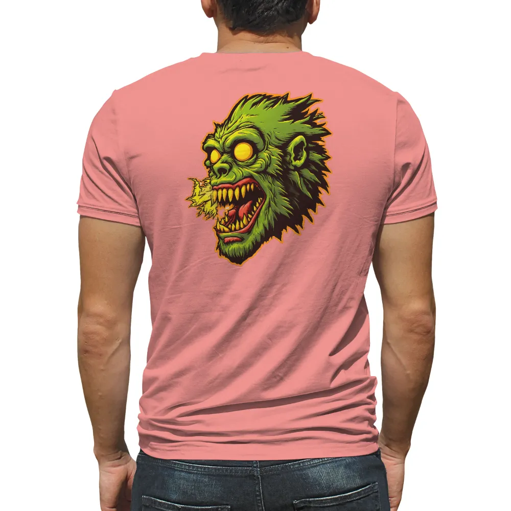 T-Shirts Design: Werewolf Horror Fantasy Art| Vibrant green fur texture