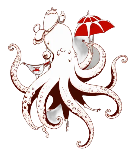 T-Shirts Custom: Vintage Octopus Tea Party