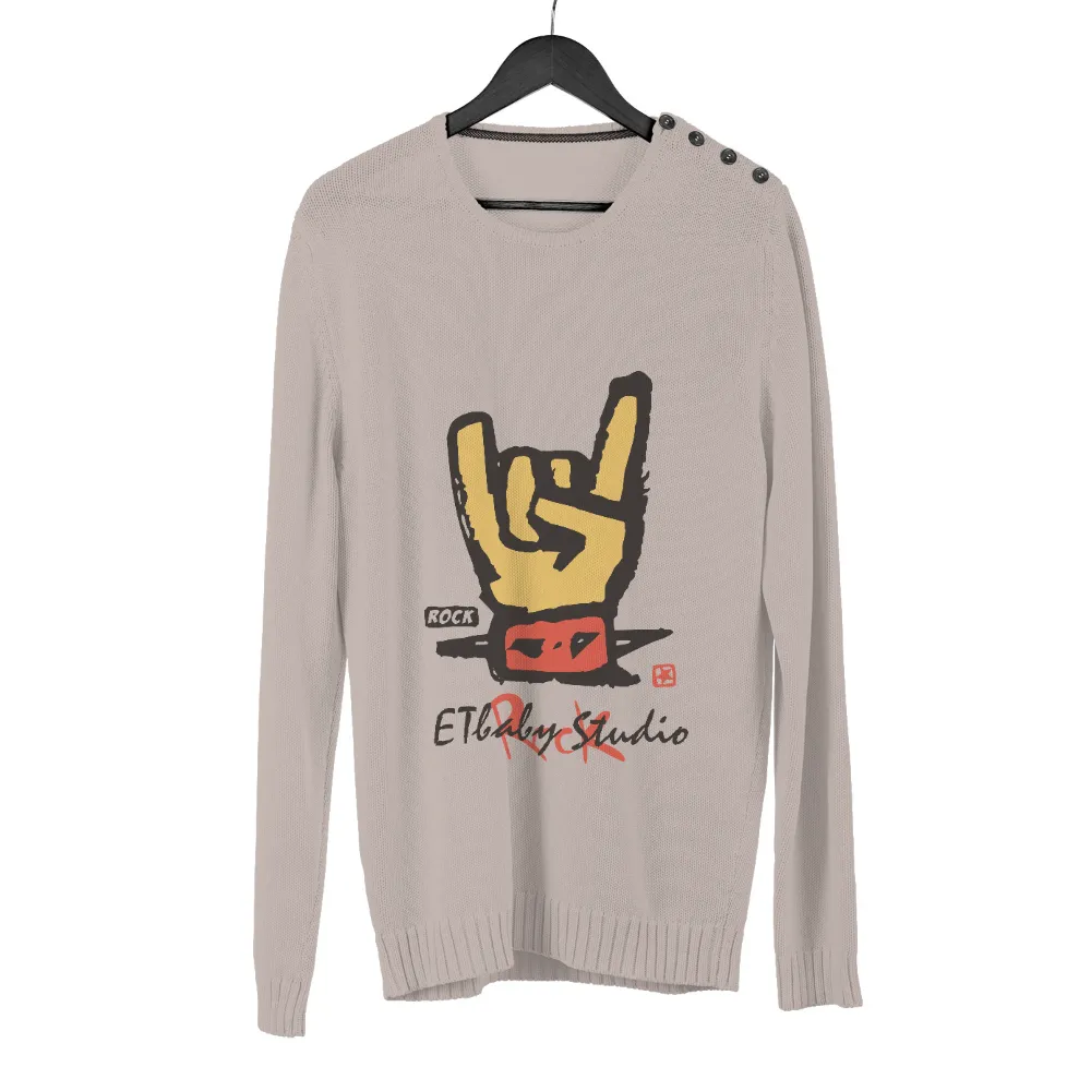 T-Shirts Custom: Rock On Gesture - Bold Yellow Hand, Red Mouth|boston red sox tee shirts cheap