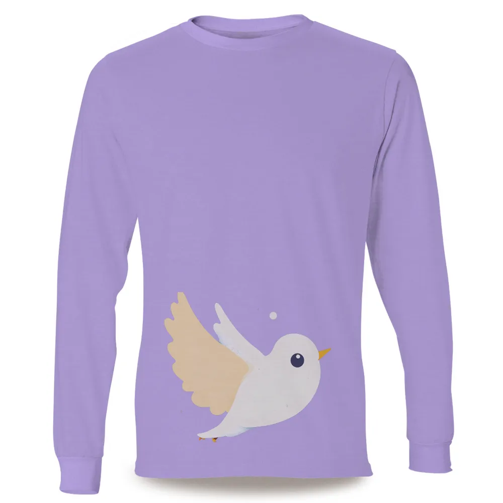 Tee Shirts Printed: White Bird Soaring in the Night Sky|White bird flying in the night sky