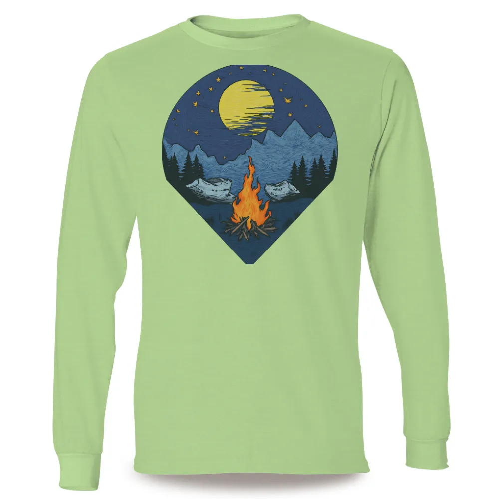 Tee Shirt Printing: Bonfire Under the Stars - Nature's Warmth|t shirt painting on nature