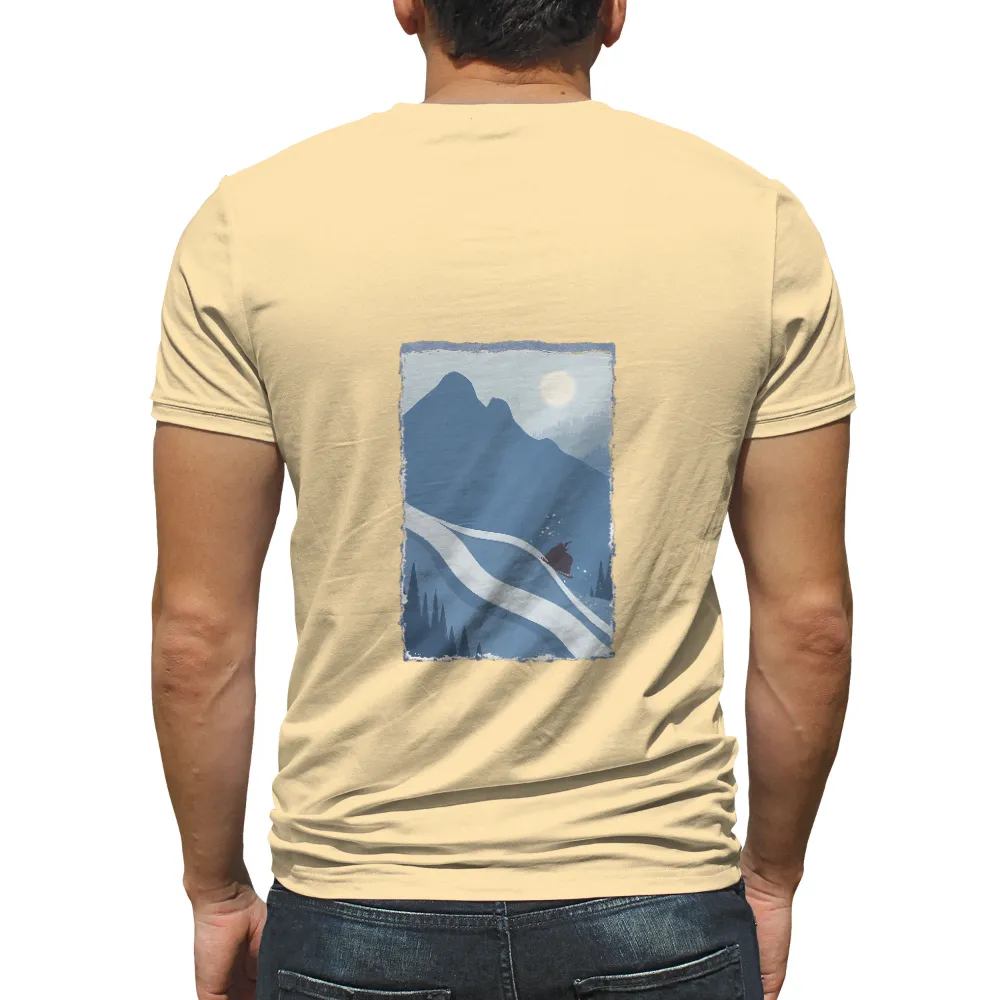 Tee Shirts Printed: Snowboarding Adventure| Trail of sparkling snow