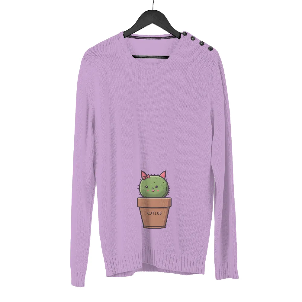 Tee Shirts Printed: CATLUS - Whimsical Cactus Cat Design|t shirt design wali