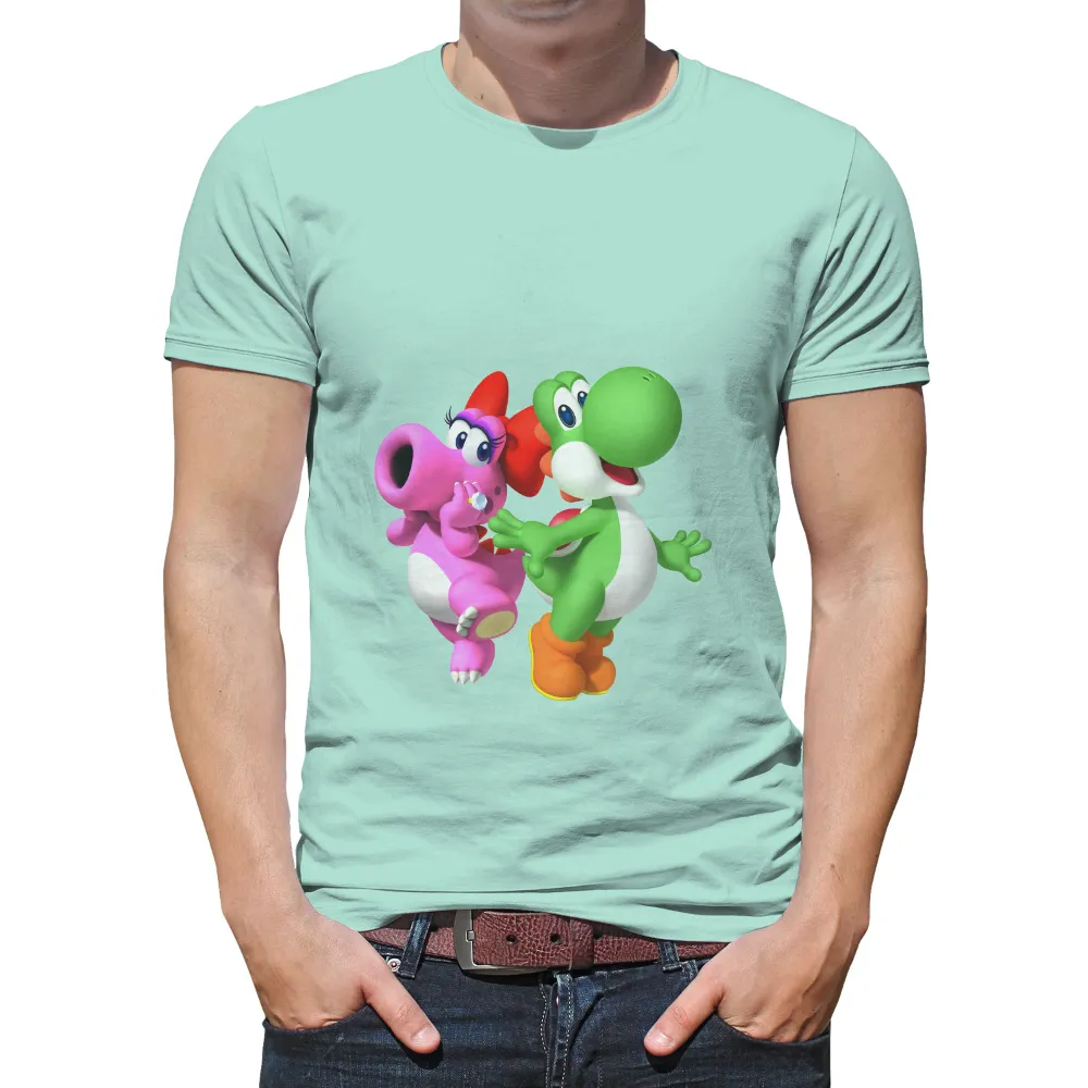 Yoshi and Birdo: A Friendship Adventure - T-Shirt Printing|super mario father's day shirt