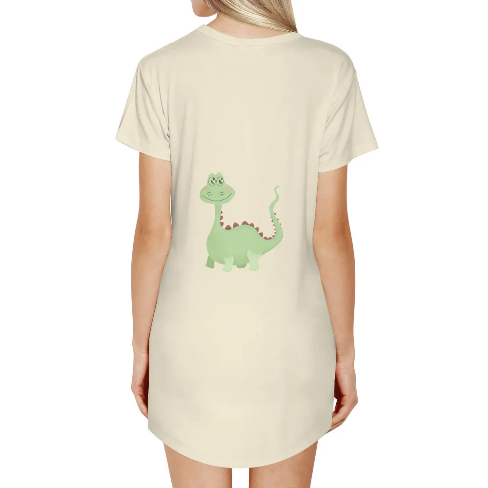 T-Shirts Design: Charming Little Green Dinosaur - Whimsical and Joyful|roblox cute t shirt free