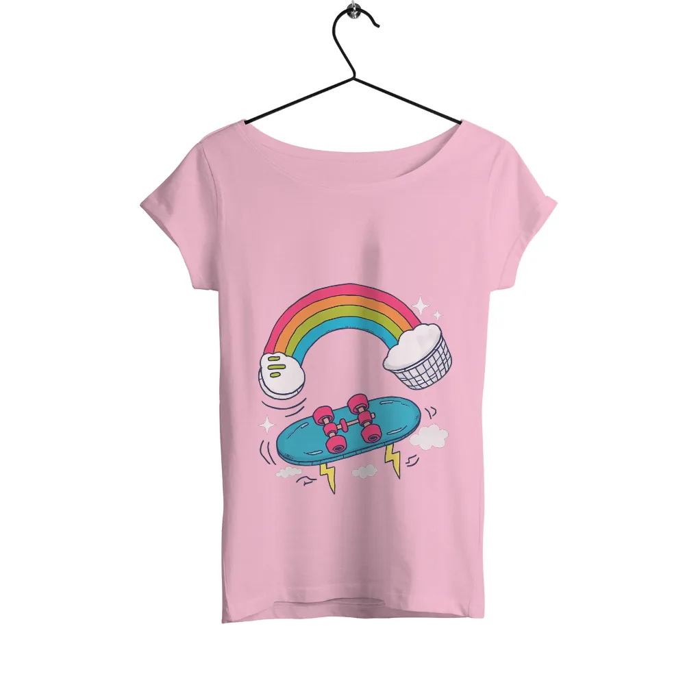 Custom T-Shirt Printing: Skateboarding Under the Rainbow - Youthful Energy and Inspiration|over the rainbow tee