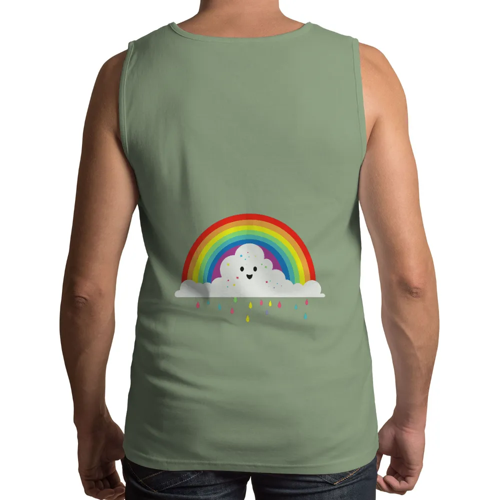 Custom Tee Shirts: Spread Joy with Fluffy Rainbow Cloud|vogue rainbow t shirt