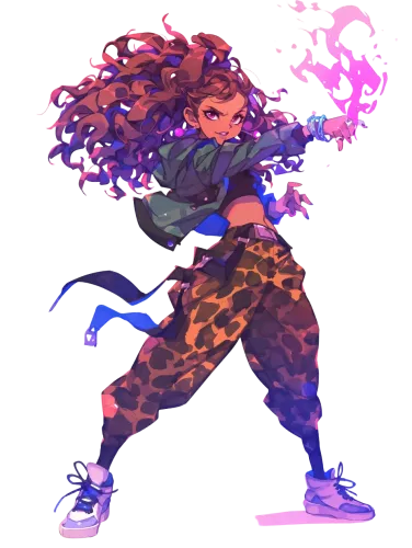 Female Rockstar with Curly Hair - steven tyler leopard pants