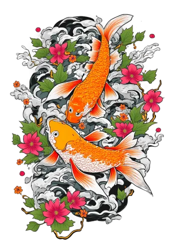 Graphic Tees: Koi Fish Harmony - Artistic Designs