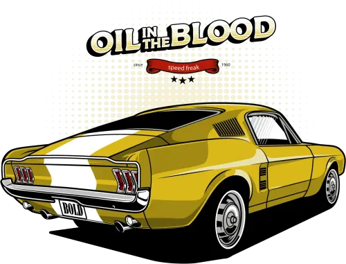 Tee Shirts Printed: Oil in the Blood - Vintage Car Enthusiasts