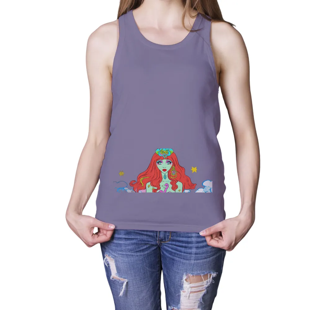 T-Shirts Design: Luna, the Dreamer with Red Hair and Green Skin|biggie stardust shirt