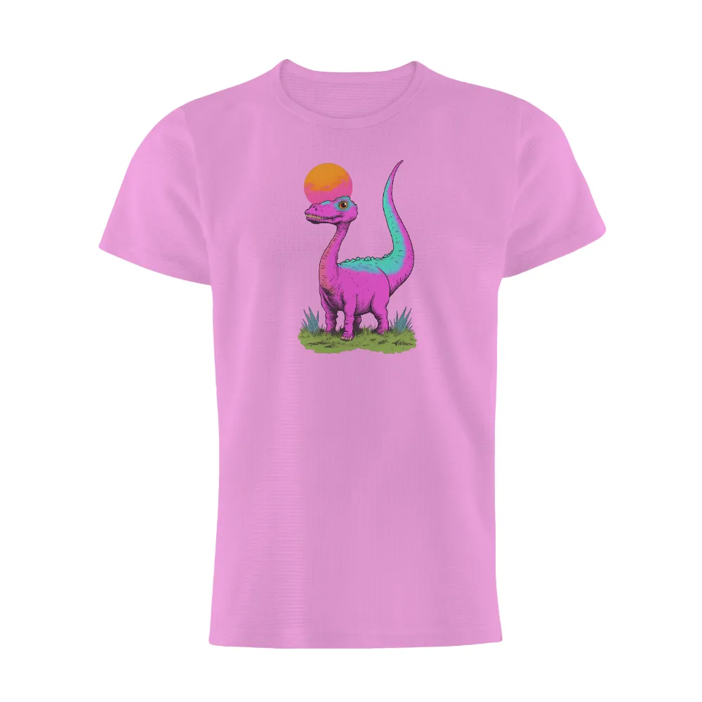 Graphic Tees: Whimsical Neon Dinosaur in Eternal Sunset|final fantasy party time shirt