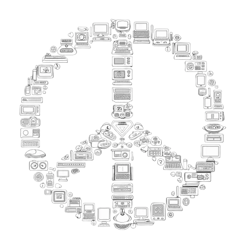 Shirts Graphic Tees | Vintage Technology Peace Sign