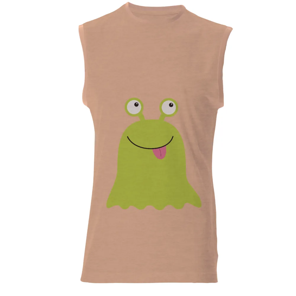 TShirt Design: Whimsical Green Monster with Happy Tongue Out|happy rainbow t shirt