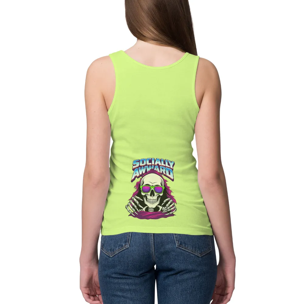 Tee Shirts Printed: Socially Awkward Skeleton in Retro Sunglasses|detroit pistons retro t shirt