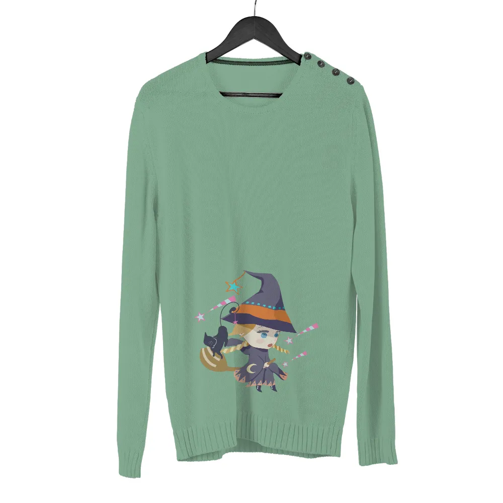 Tee Shirt Printing: Magical Witch with Colorful Stars|on a dark desert highway shirt witch