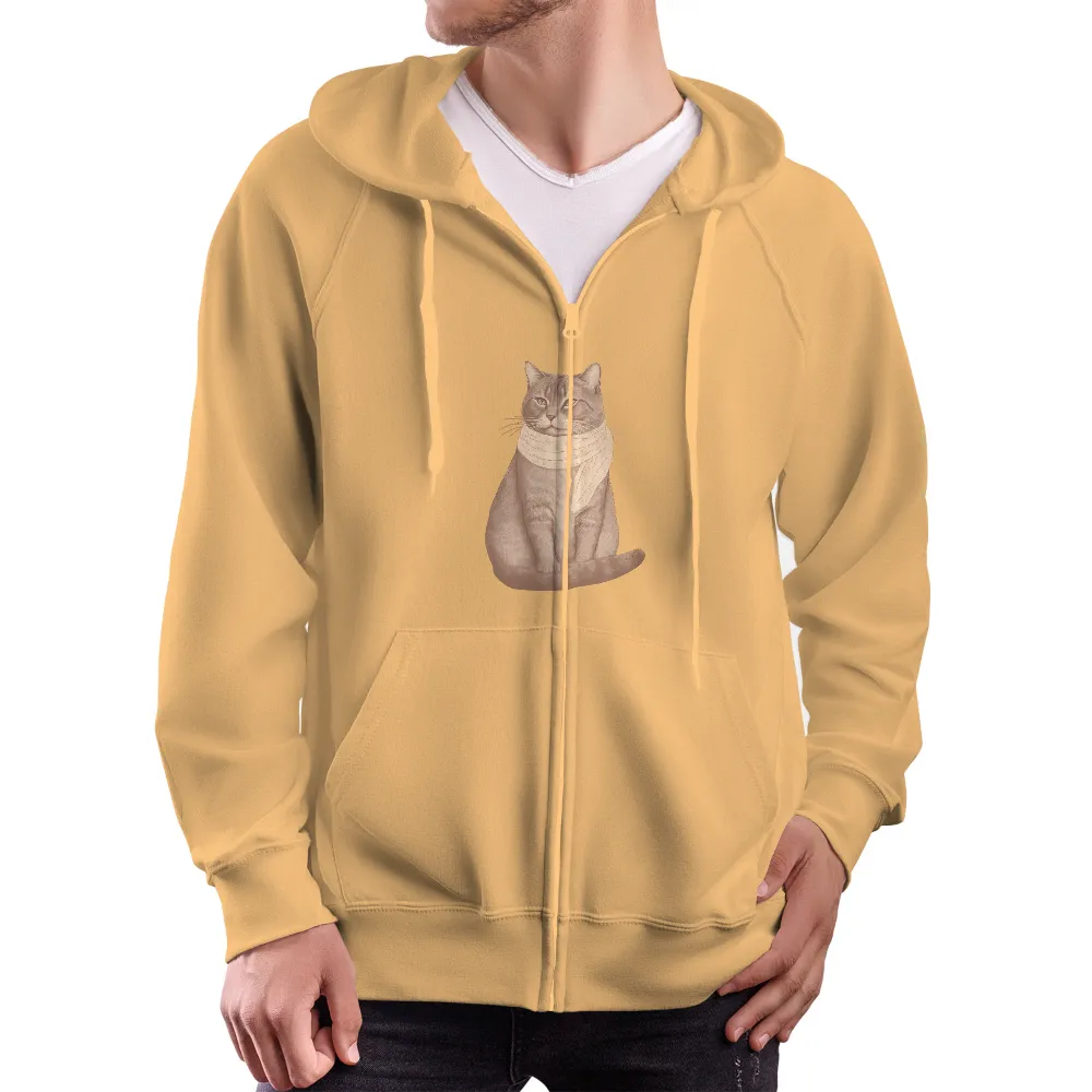 Custom T-Shirt Printing: Whiskers the Stylish Cat with Vintage Scarf|military shirts custom