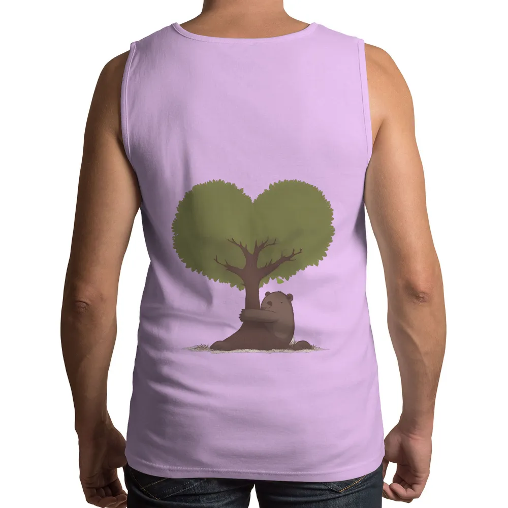 Custom T-Shirt Printing: Bear Hugging Heart-Shaped Tree - Love & Nature|best lightweight sun protection clothing