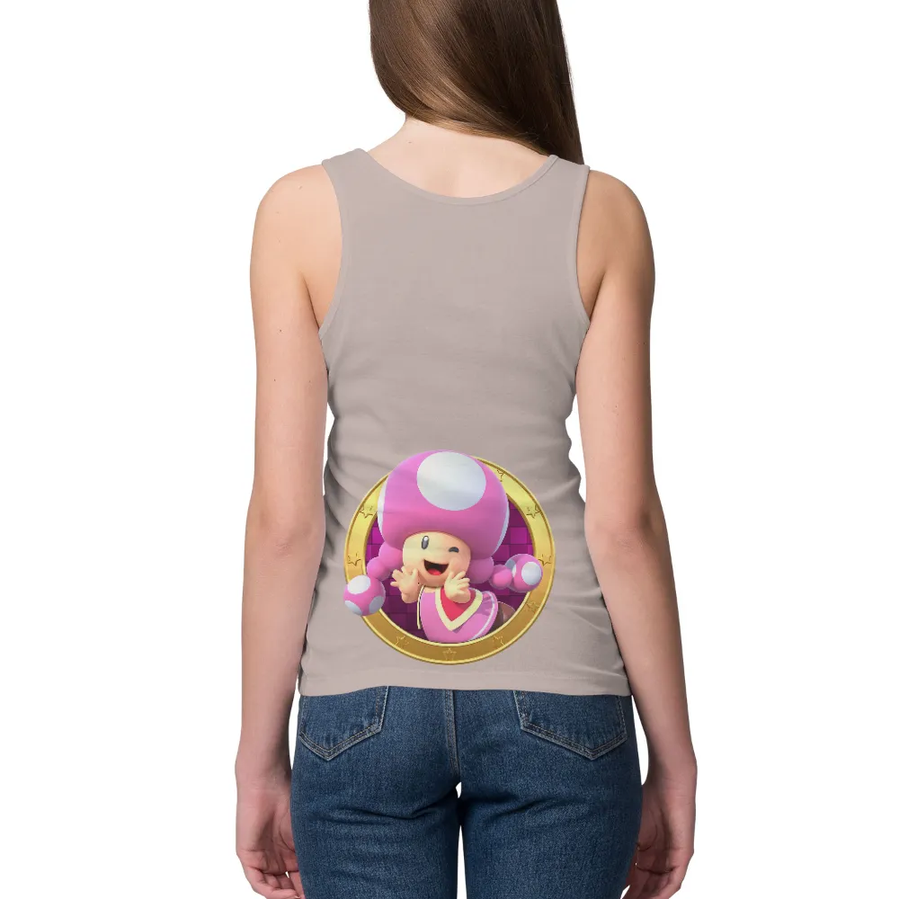 Toadette T-Shirts Pattern: Joyful Gaming Adventure|black shirt cartoon character