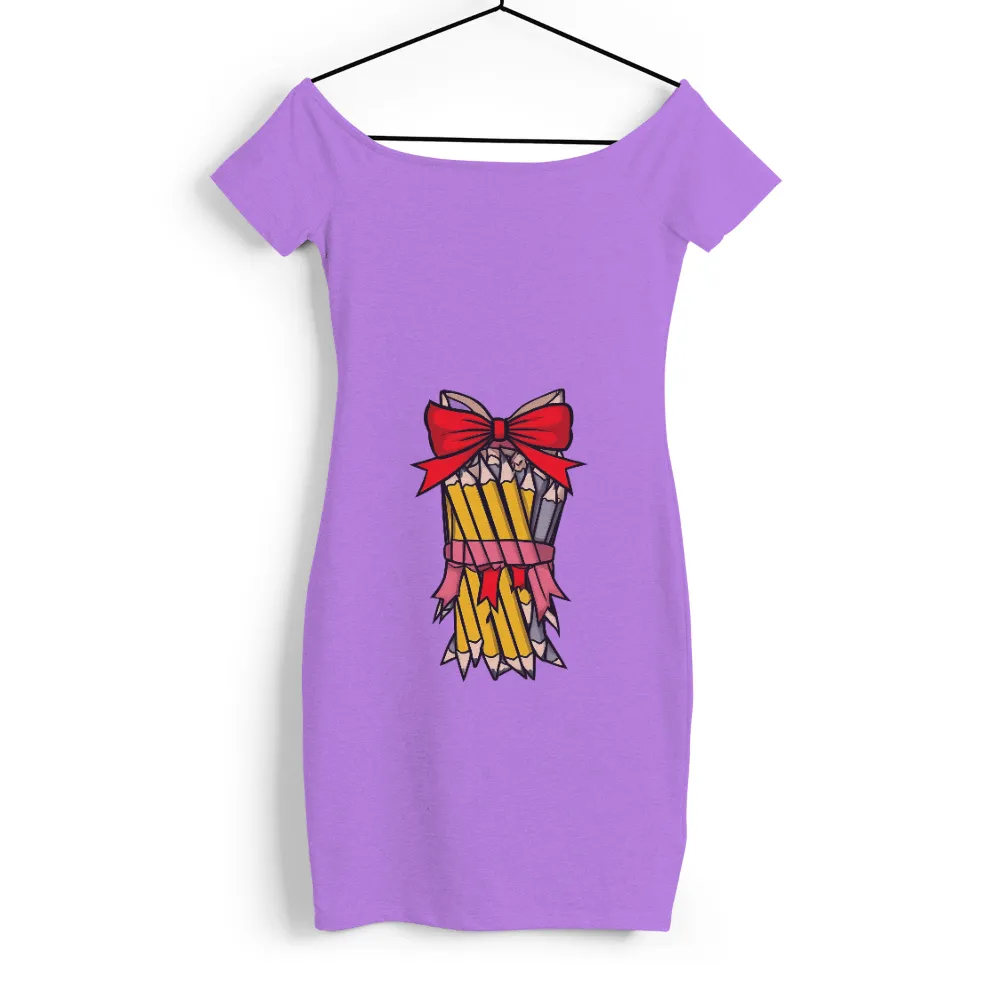 Customized Tee Shirts: Pencils & Red Bow - Artistic Celebration|80's nostalgia t shirt