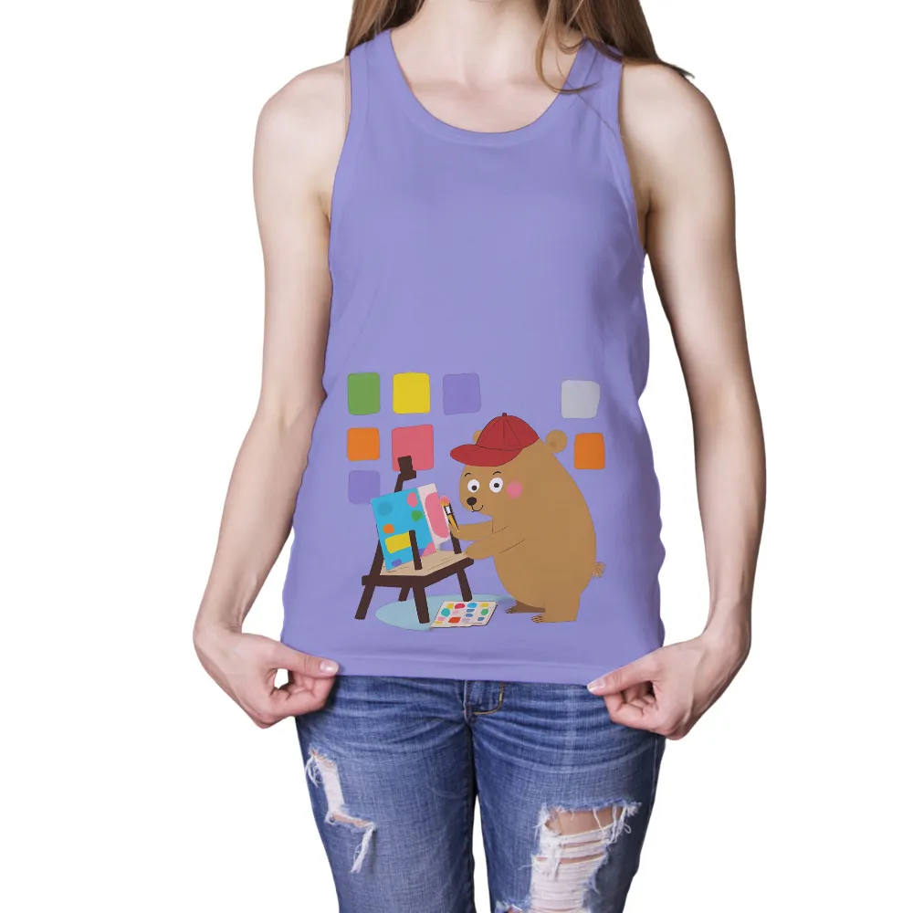 Custom T-Shirt Printing: Benny the Bear's Artistic Adventure|earth art t shirt