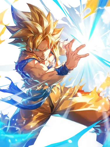 Goku in a classic pose, embodying the spirit of a true warrior