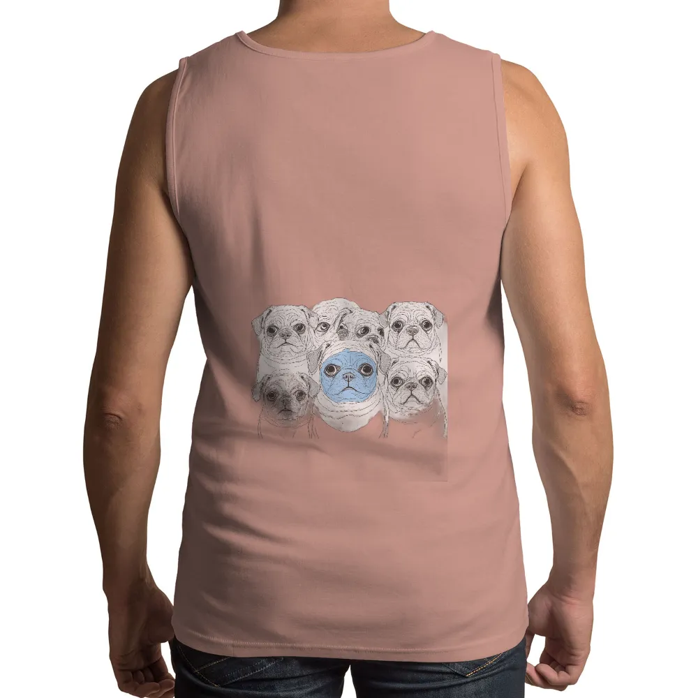 Custom T-Shirt Printing: Blue-Faced Pug - Embrace Your Uniqueness| Black background with pugs