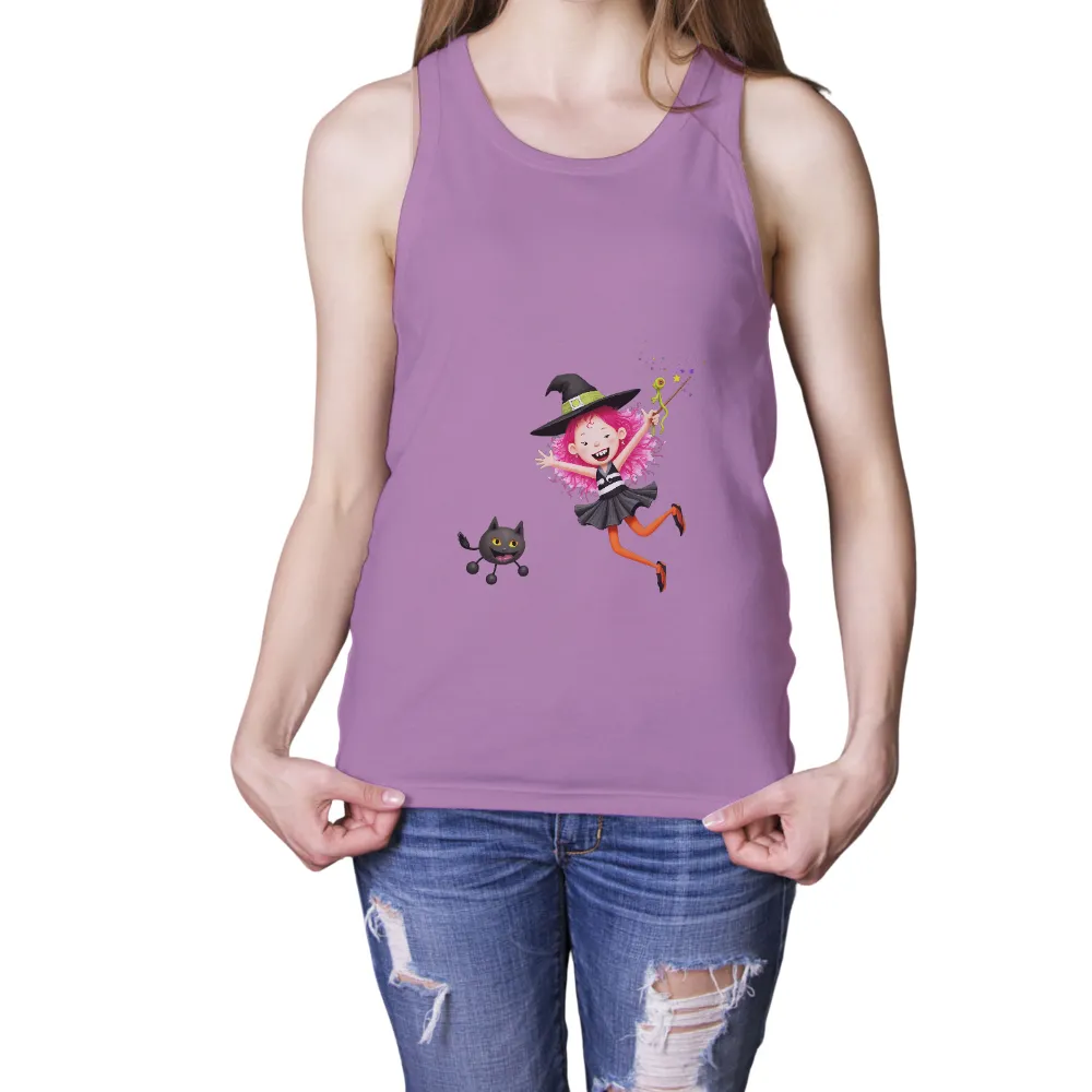 Custom Tee Shirts: Enchanted Witch | Halloween Magic & Joy| pink hair