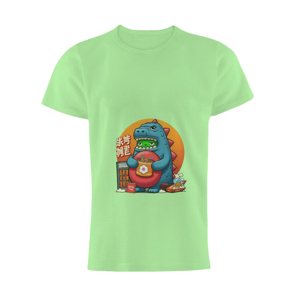 Tee Shirt Printing: Monster's Noodle Break - Funny & Whimsical Design| Large cup of noodles