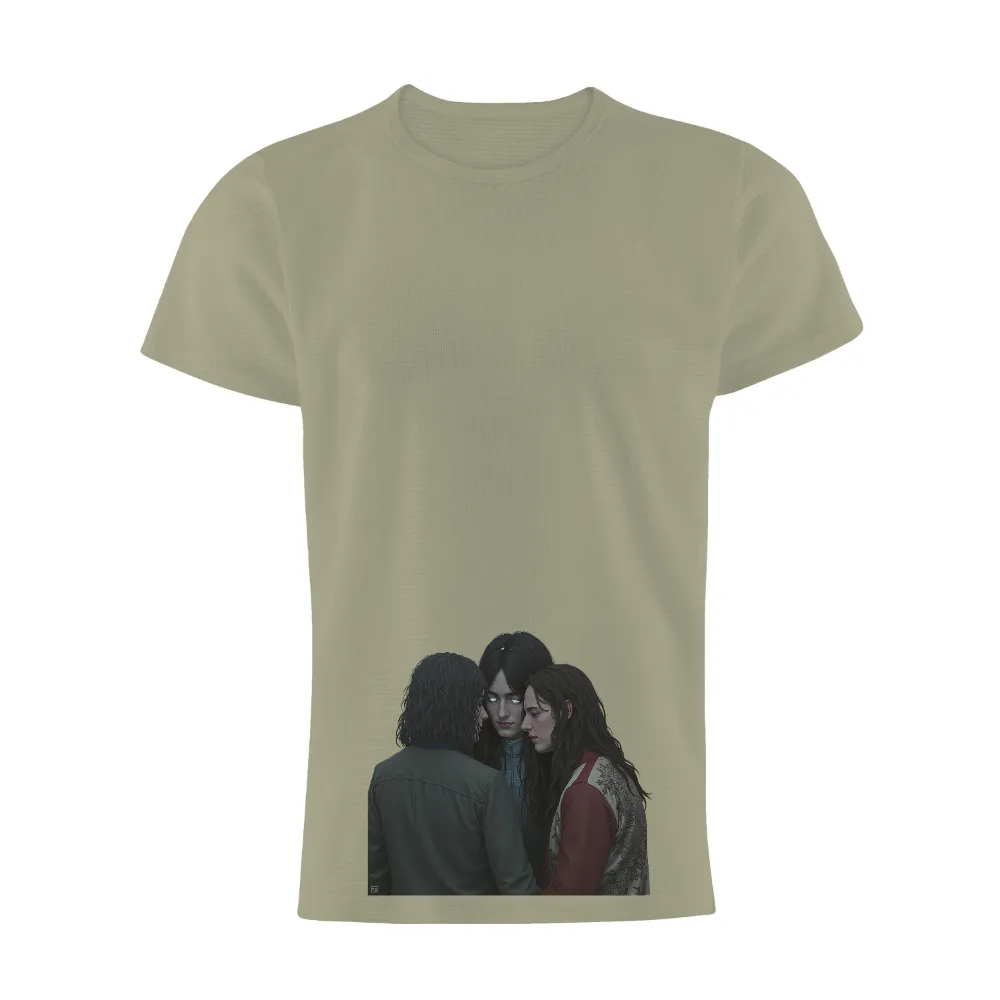 Tee Shirt Printing: Supernatural Connection - Artistic T-Shirts|Three figures standing close together