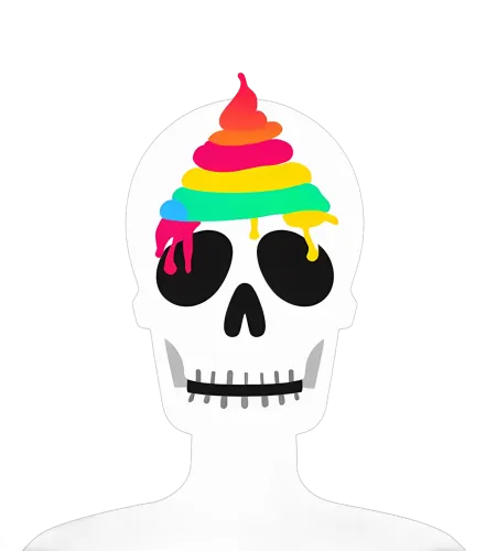 Rainbow Ice Cream Skull: Pop Art Meets Dark Humor