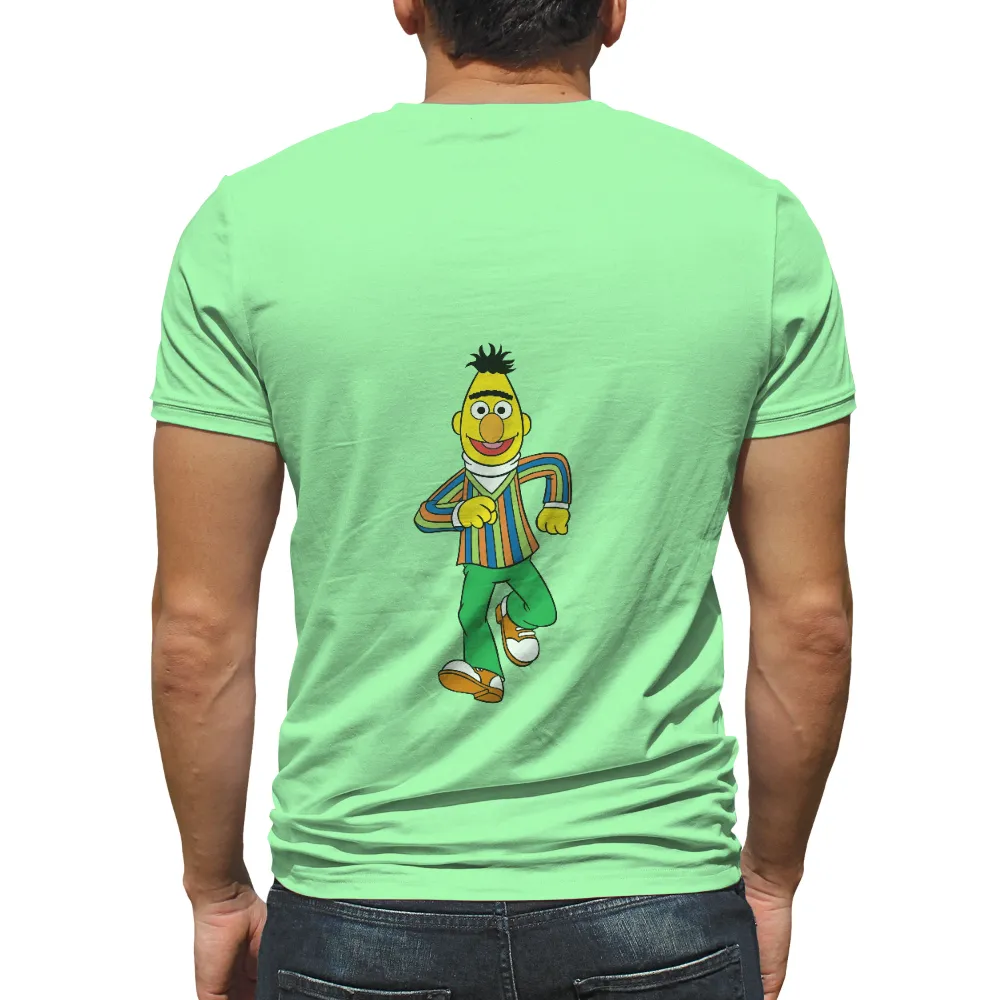 T-Shirts Pattern: Nostalgic Childhood Character in Bright Colors|black shirt cartoon character