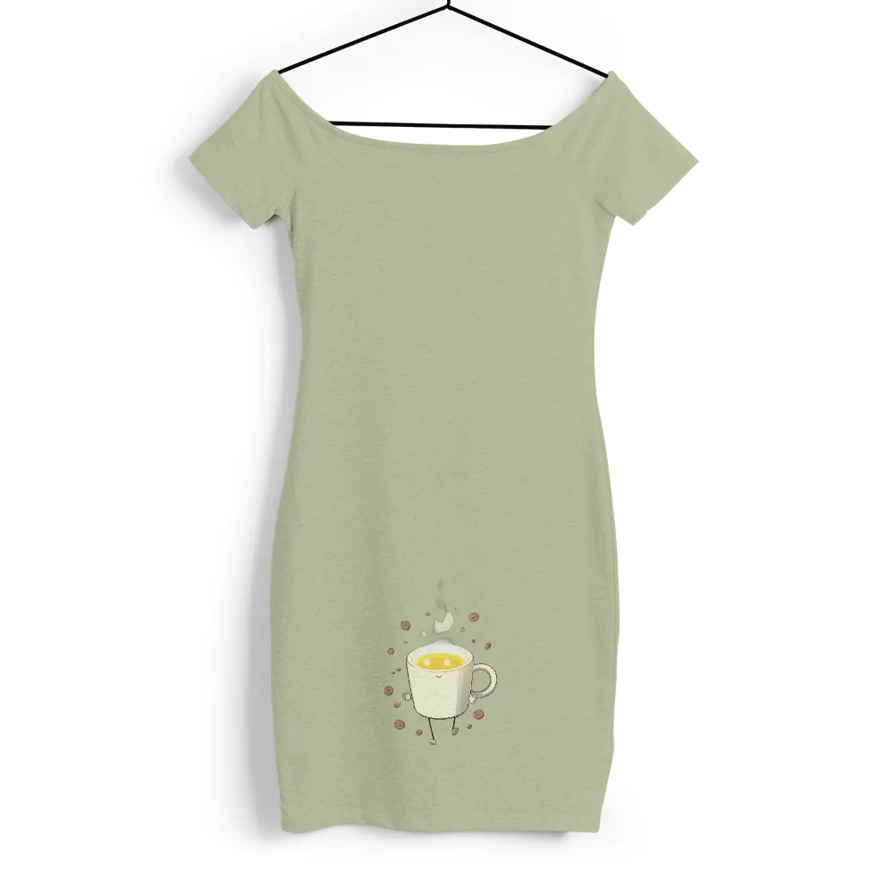 Custom T-Shirt Printing: Brewster the Coffee Cup - Cheerful Morning Energy|coffee and camping shirt