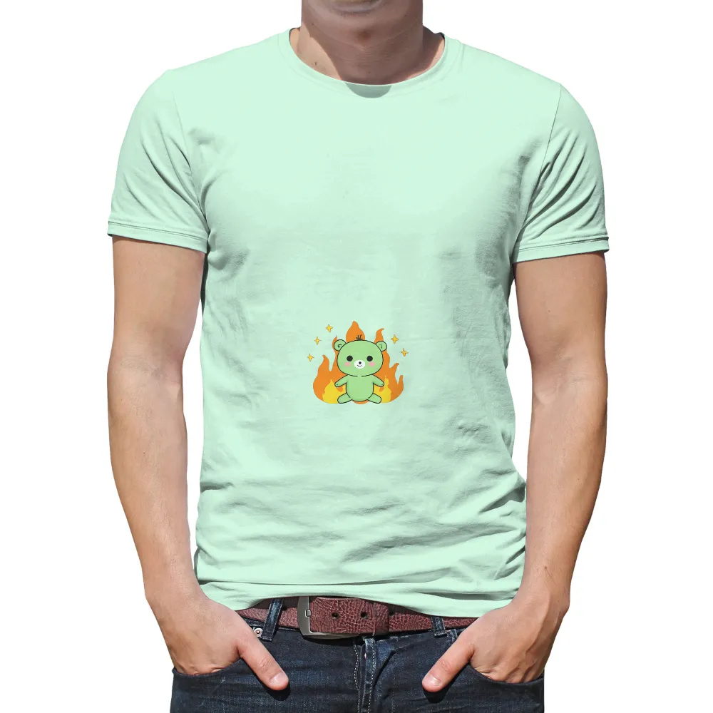 Custom Tee Shirts: Green Teddy Bear in Flames - Artistic Design|dallas stars schedule 2022