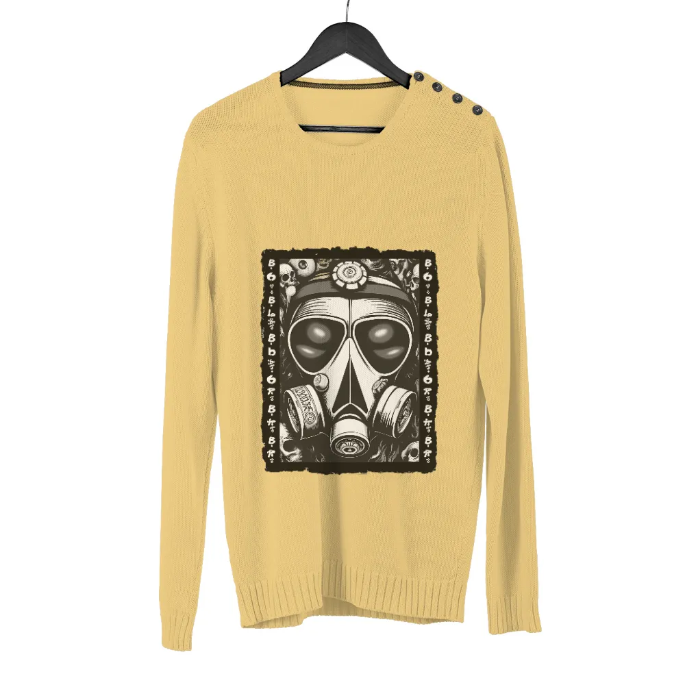 Custom Tee Shirts: Post-Apocalyptic Gas Mask Design|uv protection long sleeve crew neck