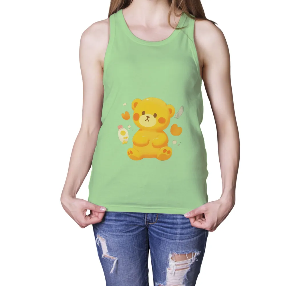 Charming Graphic Designs with Teddy Bear, Hearts, and Milk Motifs|hearts of space t shirt