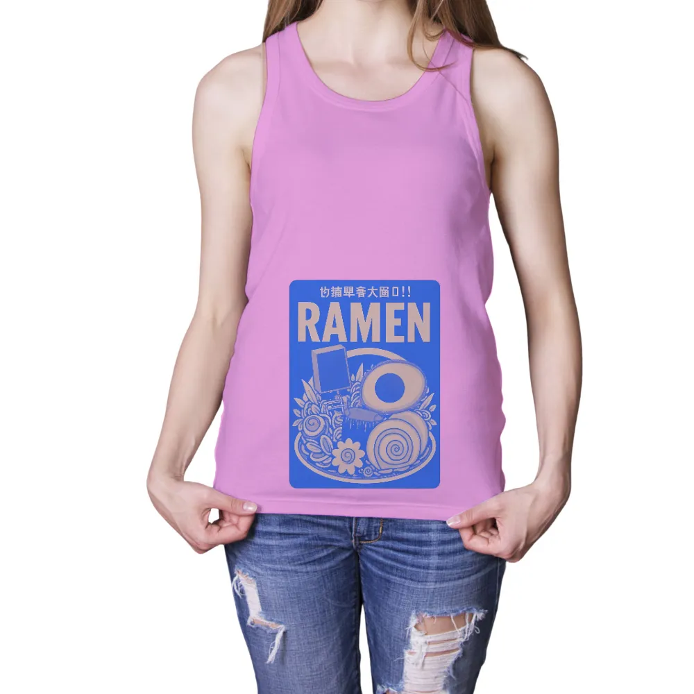 T-Shirts Design: Ramen Fusion - A Joyful Meal in Artistic Design| bold white text